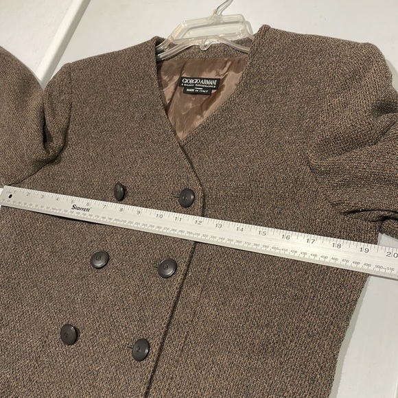 GIORGIO ARMANI Black Label Tweed Suit Jacket Collarless Blazer Women’s 44 / 8 - Picture 8 of 12